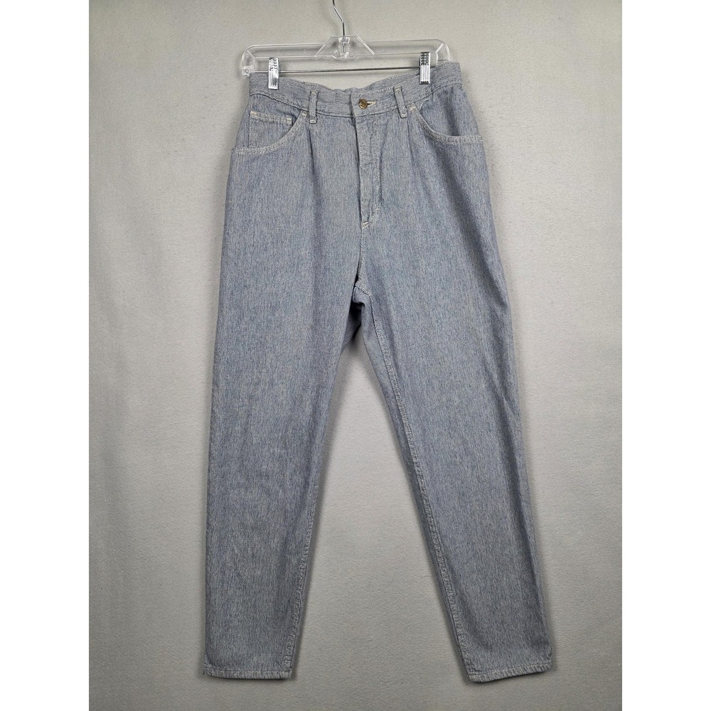 Vintage Lee Jeans Womens 14 Long Blue White Hickory Stripe Denim Made in USA 90s
